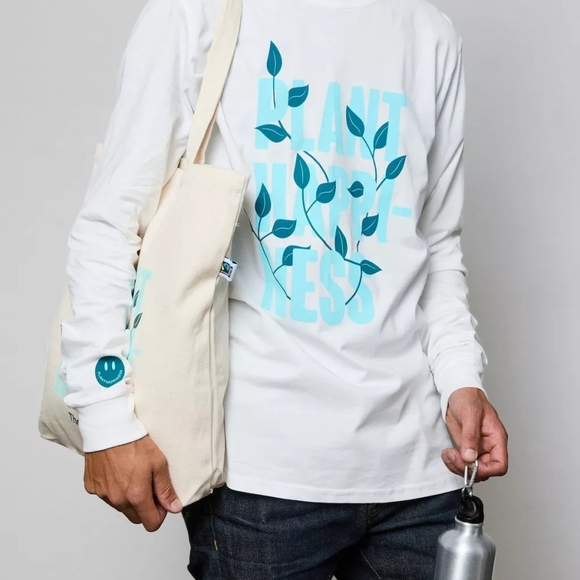 Plant Happiness Gift Set Bundle Long Sleeve Shirt, Water Bottle & Tote Bag 100% - Picture 9 of 9